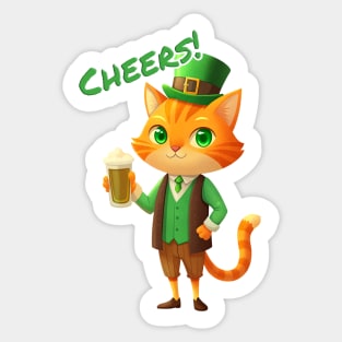 Lucky Cat Leprechaun Cheers! Sticker